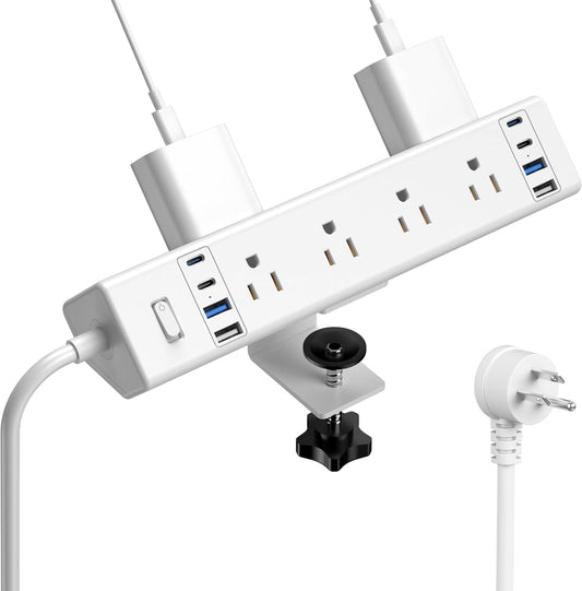 40W Fast Charging Station, Desk Clamp Power Strip 20W USB C, 8 Outlets