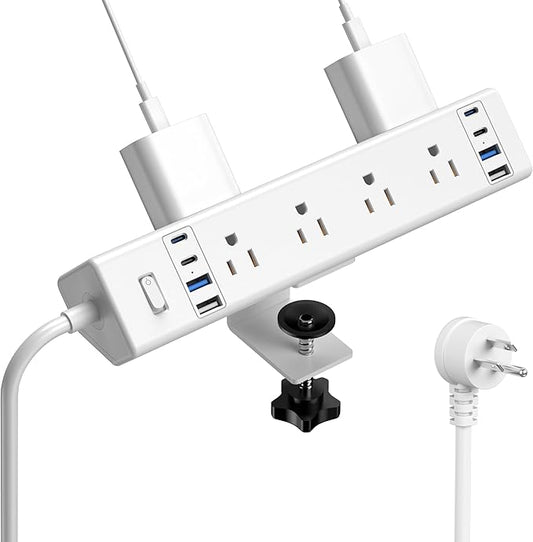 40W Fast Charging Station, Desk Clamp Power Strip 20W USB C, 8 Outlets by Jgstkcity