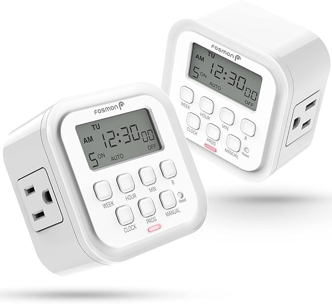 Fosmon 7 Day Digital Timers for Electrical Outlets, Indoor Plug-in Light Timers by Fosmon