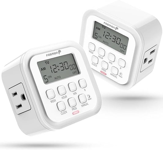 Fosmon 7 Day Digital Timers for Electrical Outlets, Indoor Plug-in Light Timers by Fosmon