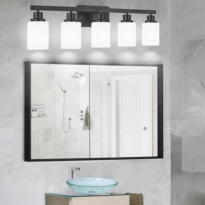 DIKAIDA Bathroom Vanity Light, 5-Light Vanity Lighting Fixture Over Mirror - Image 7