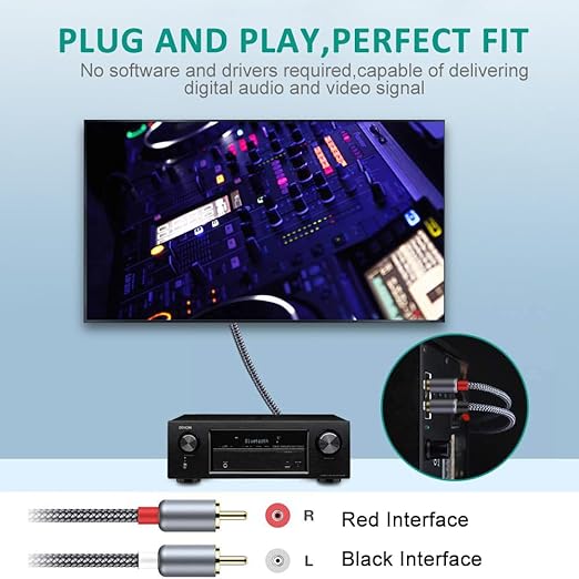 Goalfish 25ft/7.5m Nylon-Braided RCA Audio Cable - Image 5