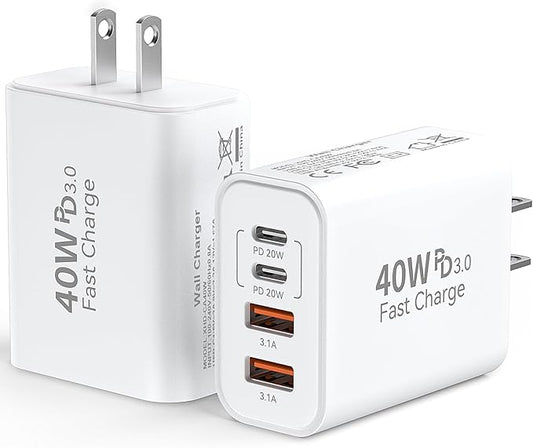 USB C Wall Fast Charger Block, 40W 4-Port Type C Charger Fast Charging Blocks by Duloch