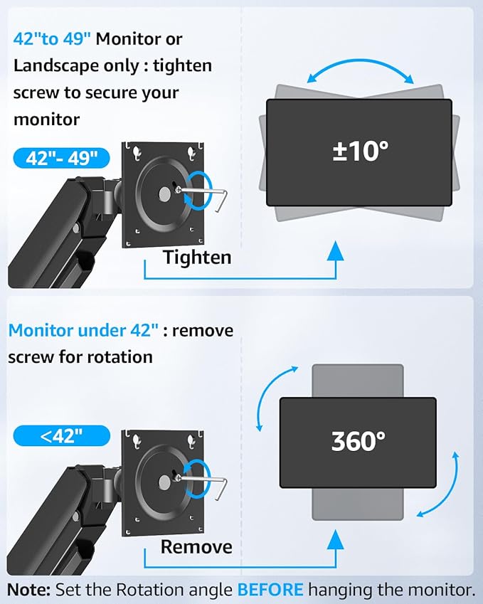 MOUNTUP Heavy Duty Monitor Arm for 49 inches, 44 lbs Curved Screens, Ultrawide - Image 3