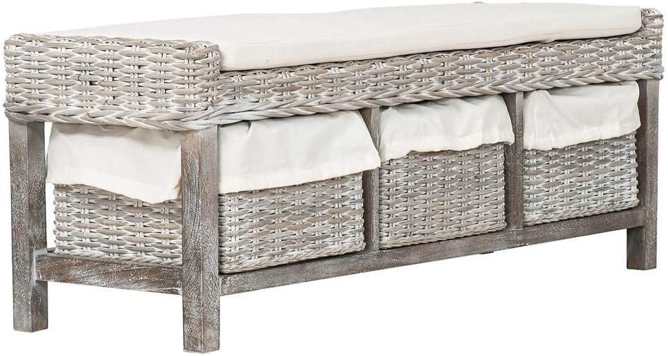 safavieh kobutsu wood storage bench, 47.2" white/white washed, main product view