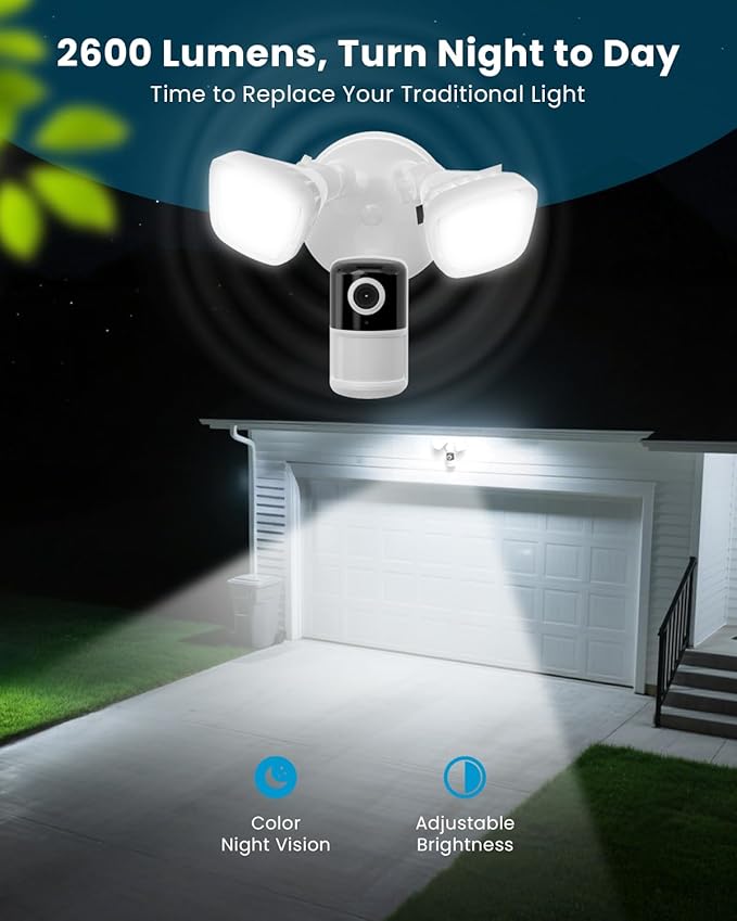 ieGeek Floodlight Camera, Outdoor Home Security Camera, 2K Wired Flood Light - Image 6