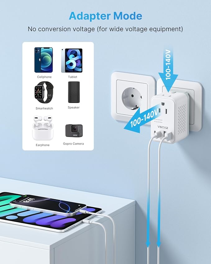 220V to 110V Voltage Converter US to Europe, VINTAR 2000W Detachable Power - Image 3