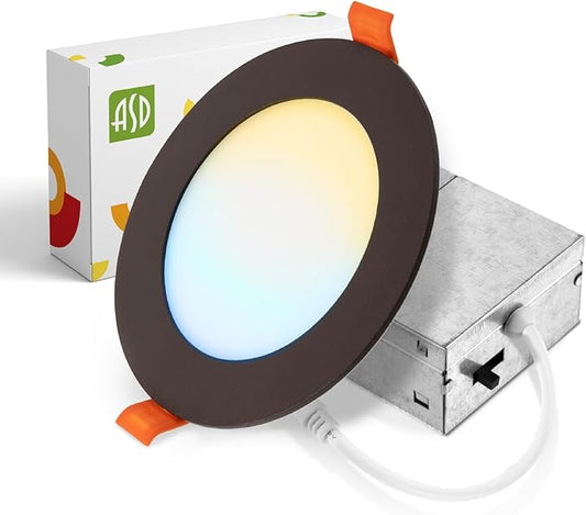 ASD 1 Pack LED Recessed Lighting 4 Inch 12W, 5 CCT 2700K-5000K CRI90+, IC Rated by ASDLightingCorporation