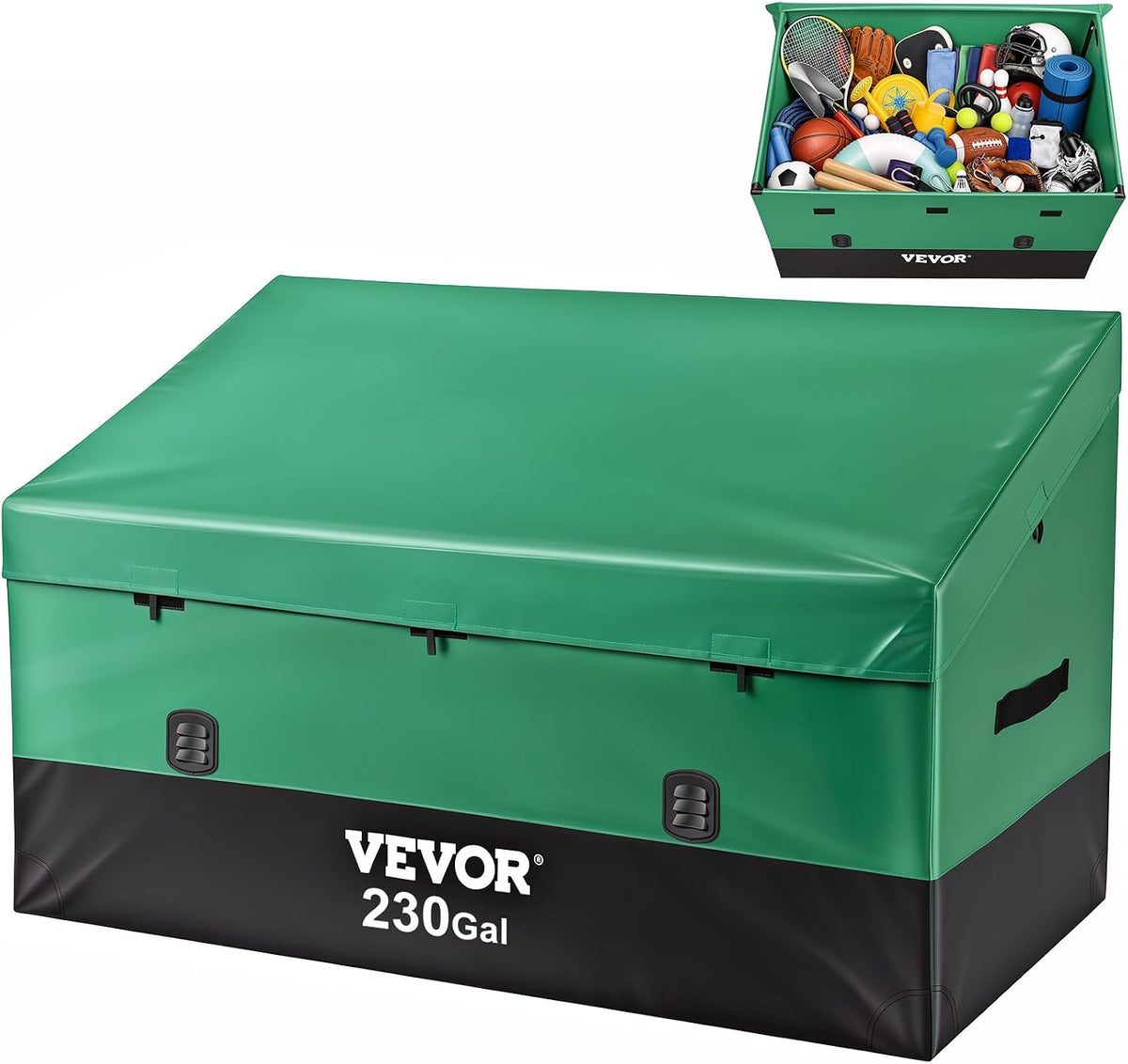 vevor outdoor storage box, 230 gallon waterproof pe, main product view