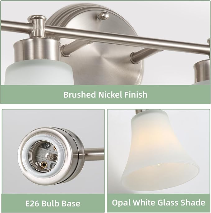 LOUSACE 4 Light Bathroom Vanity Light Brushed Nickel Bathroom Lighting Fixtures - Image 5