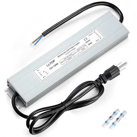 LED Power Supply 150 Watts LLTOP Waterproof IP67 LED Driver 100-264V AC to 12V by LLTOP