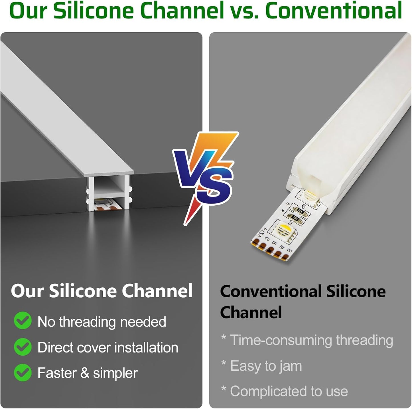 16.4Ft Silicone LED Channel System, Flexible LED Strip Diffuser with Milky White Cover, DIY Spotless Neon Rope Light Tube for LED Strips up to 12mm Wide (LED Strip Not Included)