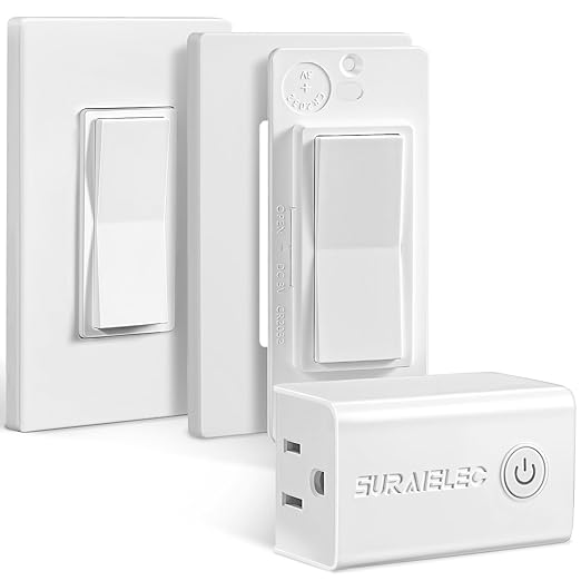 SURAIELEC 3 Way Wireless Light Switch, Remote Control Outlet, Decorator Rocker by SURAIELEC