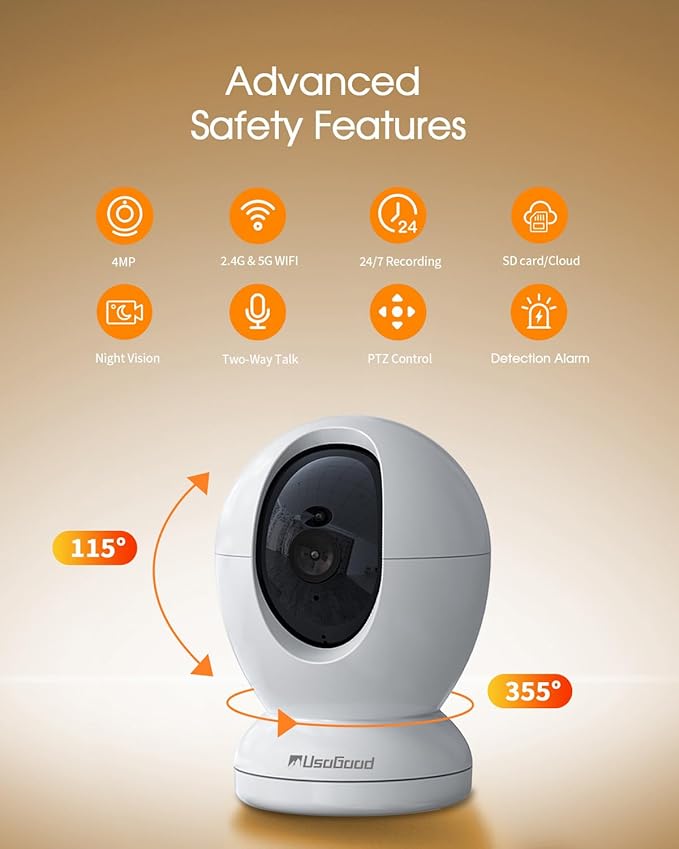 usogood 2.5K Indoor Camera for Home Security, 360°Pet Camera Indoor - Image 2