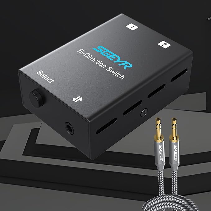 SGEYR Audio Switcher 3.5mm Bi-Direction Switch 2-in-1 Out/ 1-in-2 Out Audio - Image 7