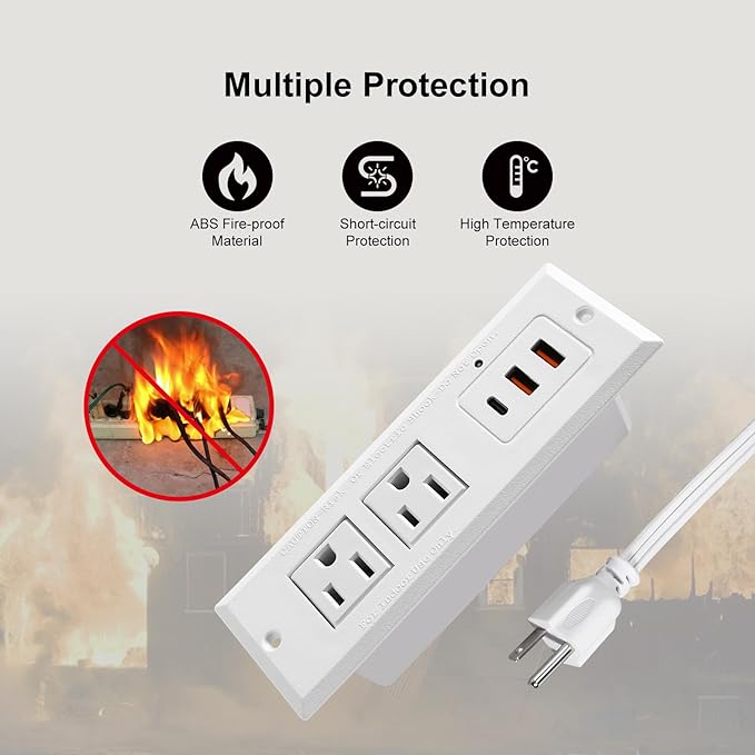 20W Recessed Power Strip USB C Fast Charge Desk Power Outlet Type C Flush - Image 5
