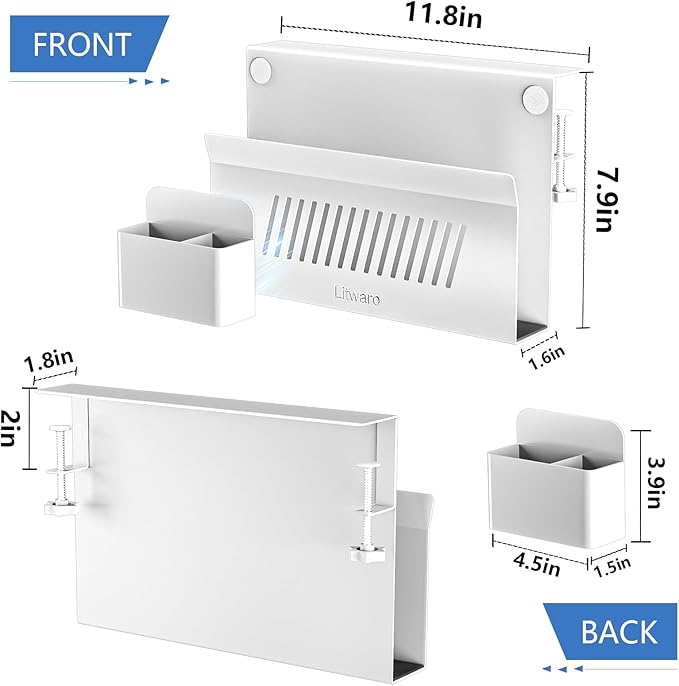Litwaro Desk Side Storage, No Drill Laptop Holder - Image 7