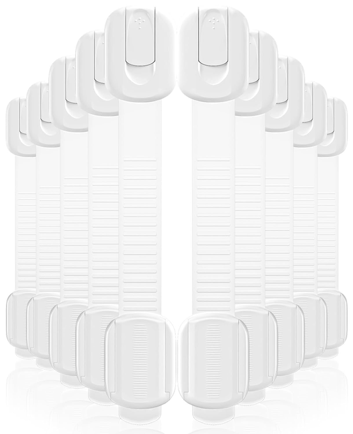 10 Pack Cabinet Locks Baby Proofing, Child Proof Cabinet Locks with 3M Adhesive - Easy Installation with Adjustable Straps, Multi-Purpose Child Safety Latches for Drawers Fridge Trash Cans Toilets