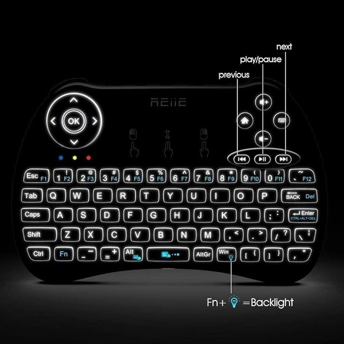 REIIE H9+ Mini Keyboard, 2.4GHz Wireless Mini Handheld Smart TV Remote Keyboard - Image 2