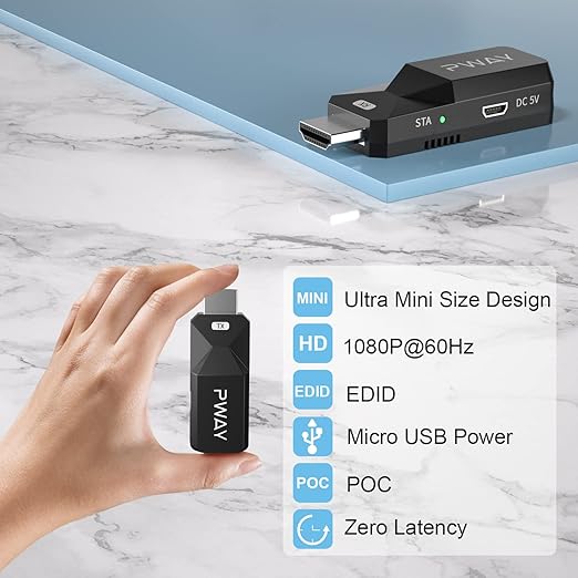 PWAY HDMI Extender 165ft Audio Video 1080P Over Cat5 Cat6 Ethernet Cable - Image 2