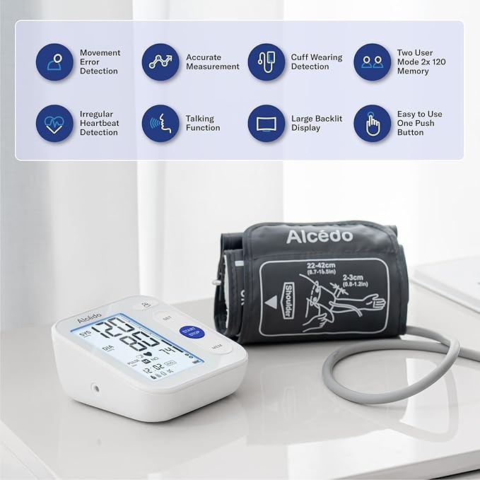 Alcedo Blood Pressure Monitor for Home Use, Automatic Digital BP Machine - Image 3