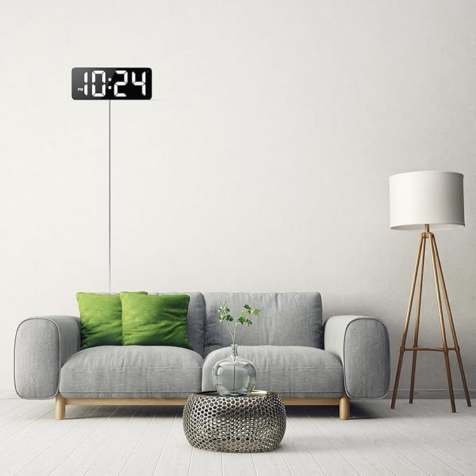 LED Digital Wall Clock with Large Display, Big Digits, Auto-Dimming, 12/24Hr - Image 6