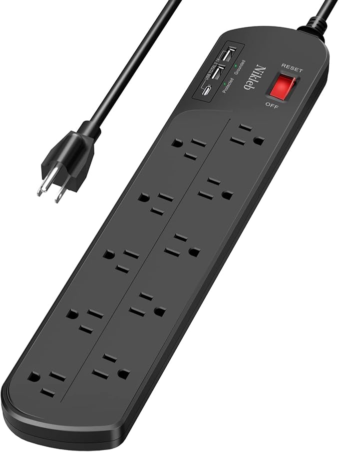 Extension Cord with Multiple Outlets, Surge Protector Power Strip with USB by nikleb