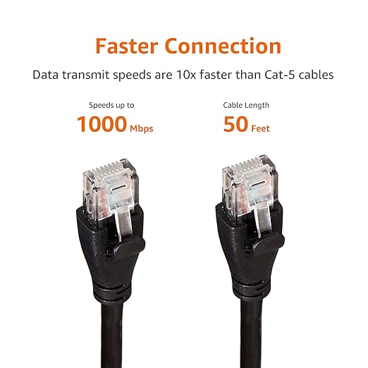 Amazon Basics RJ45 Cat-6 Ethernet Patch Cable, 1Gpbs Transfer Speed, 50 Foot - Image 6