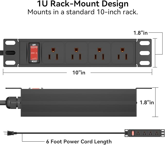 10" Rack PDU- 1U 10-inch Mini Rack Power Distribution Unit - Image 3