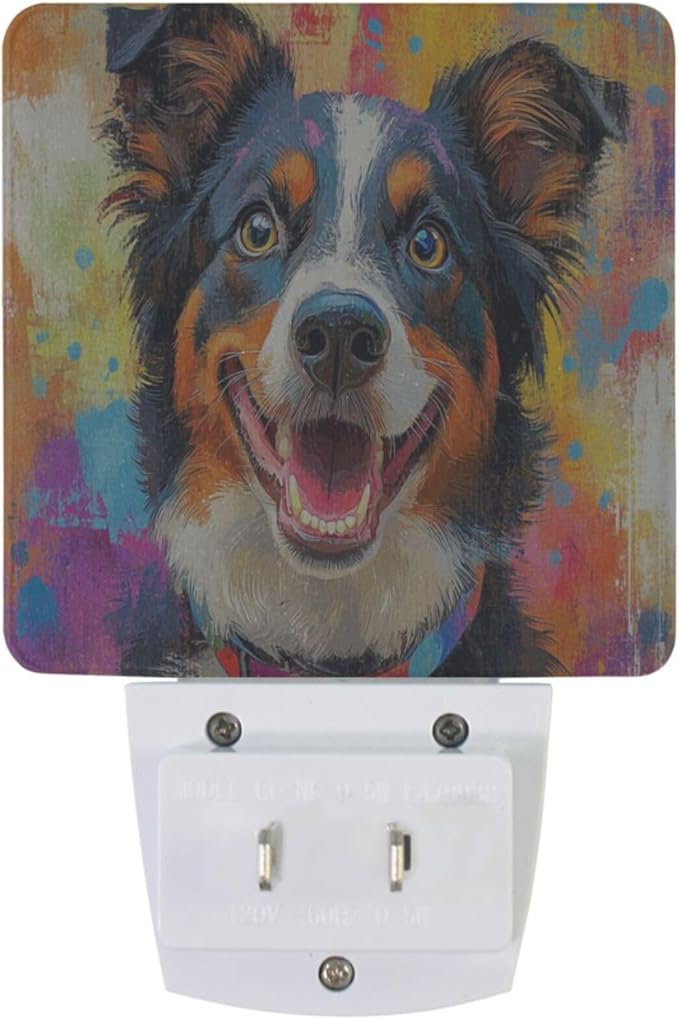 Pigsaly Led Night Light Colorful Australian Shepherds Dog Night Light Plug in - Image 2