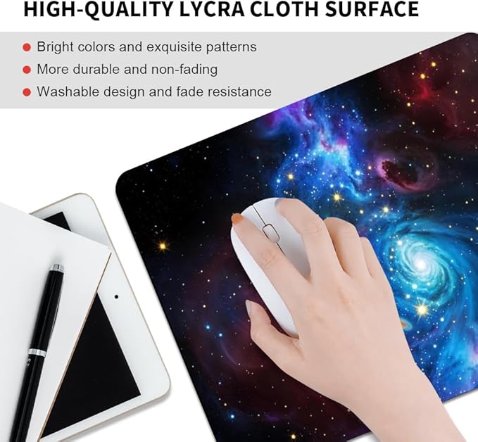Shiny Blue Square Mouse pad, Waterproof, Anti Slip Rubber Base, Computer Mouse - Image 3