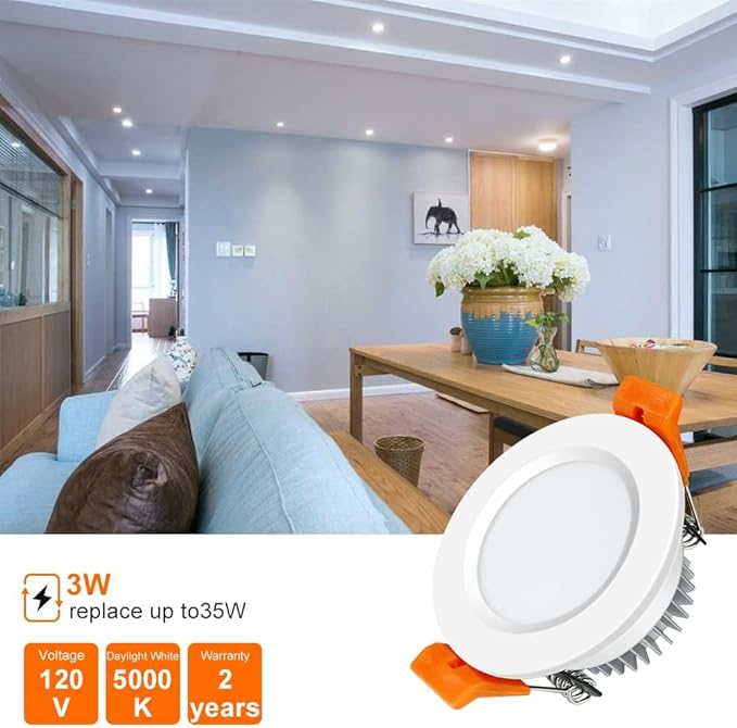 inShareplus 6 Pack 2 Inch LED Recessed Lighting, Downlight Dimmable 3W - Image 4