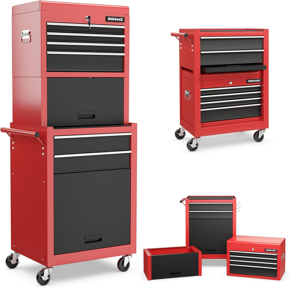 ironmax tool cabinet on wheels, 6-drawer lockable rolling, main product view