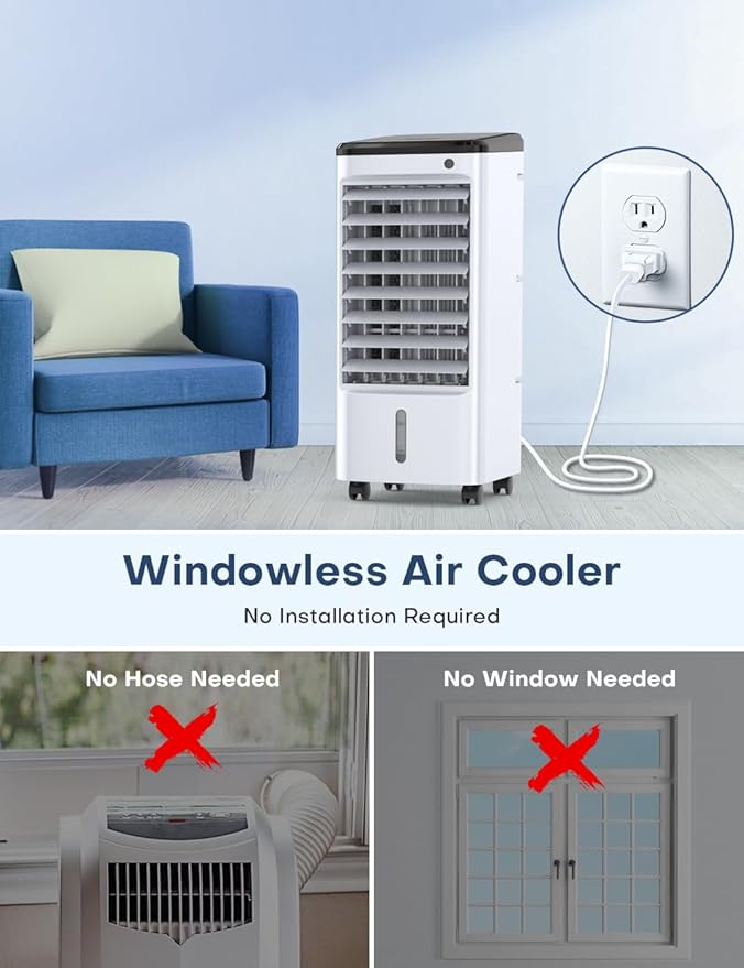 CENSTECH 4-IN-1 Portable Air Conditioners, Evaporative Air Cooler w/3Modes & - Image 9