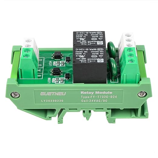 GUETNEU Relay Board, Relay Module 2 Channel 1 SPDT DIN Rail Mount 24V DC/AC - Image 4