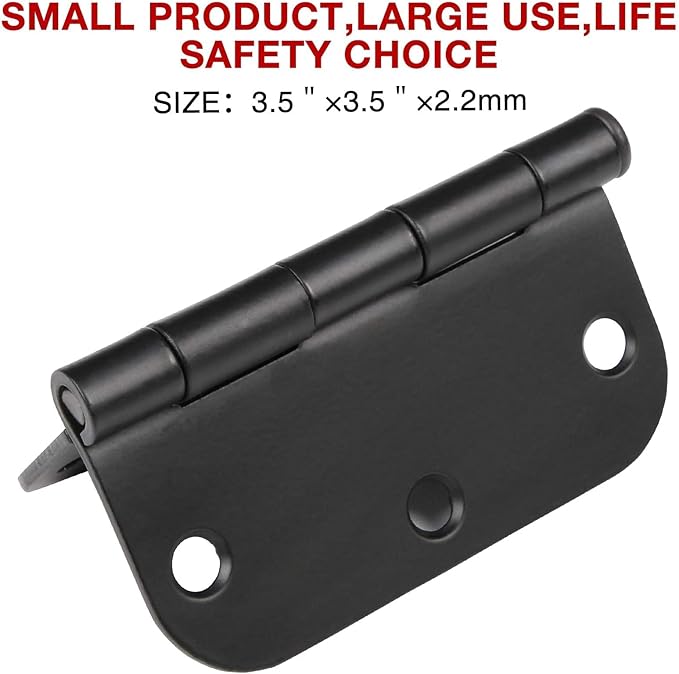 TDCHINGES 30 Pack Rounded Matte Black Door Hinges 3.5 Inch 5/8" Radius Interior - Image 5