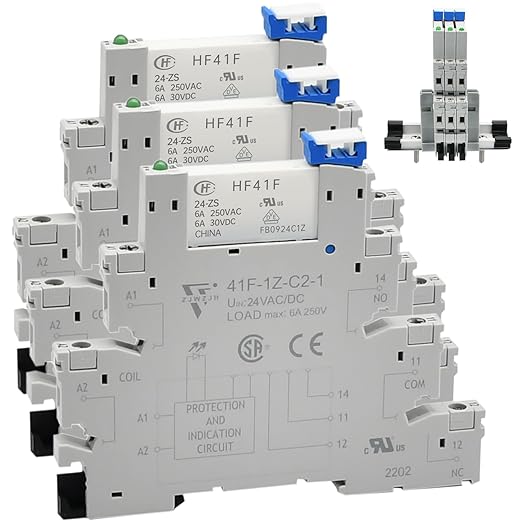 2Pcs Miniature Power Relay DC 24V HF41F/24-ZS 5 Pin 1NO 1NC 6A SPDT by ZJWZJH