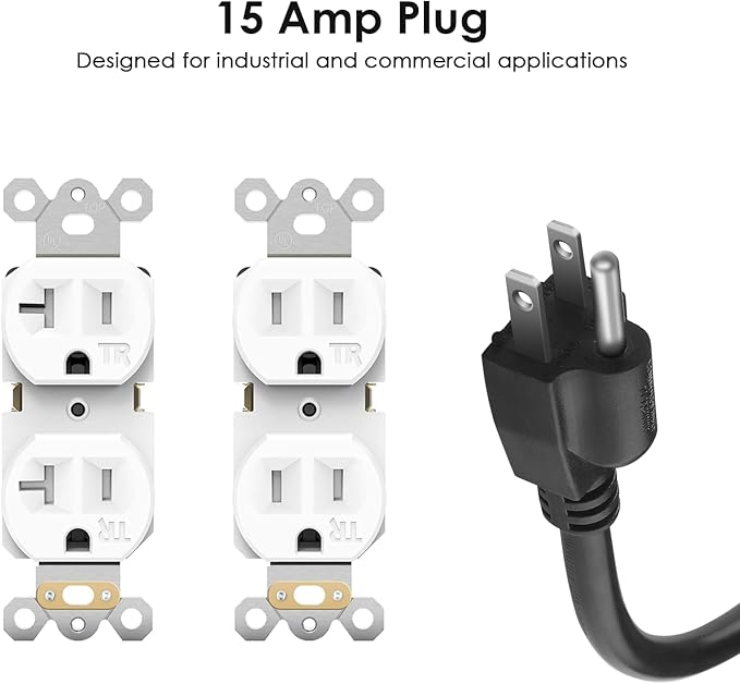 JUNNUJ Heavy Duty 20 Amp Surge Protector 4800J, Garage Metal 8 Outlets 12 Gauge - Image 3