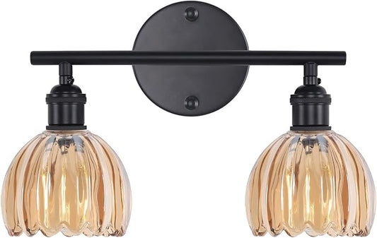 Shenmoyl Bathroom Light Fixtures, 2-Light Black Vanity Wall Light Over Mirror by Shenmoyl