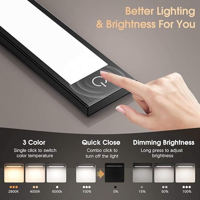 VST 72 LEDs Motion Sensor Lights Indoor 3 Color Temps, Dimmable Under Cabinet - Image 2
