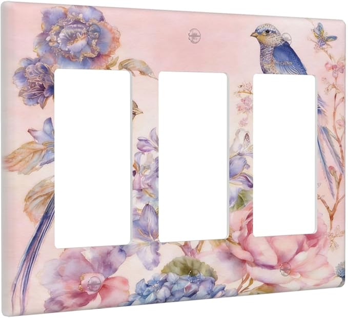 Bvtewkhz Floral Birds Morris 3 Gang Triple Rocker Decorative Outlet Covers - Image 2