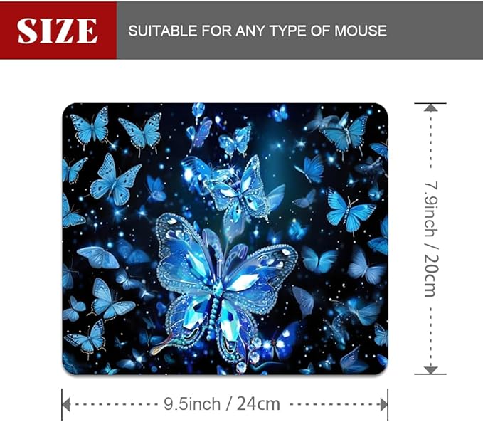 Blue Crystal Square Mouse pad, Waterproof, Anti Slip Rubber Base, Computer - Image 2