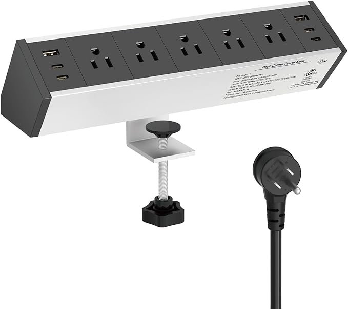 Tecmojo Desk Clamp Power Strip 5 Outlet by Tecmojo