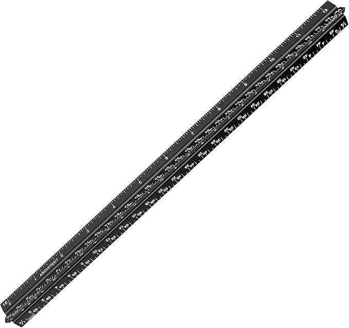 12" Architectural Scale Ruler Aluminum Architect Scale Triangular Scale Ruler - Image 2
