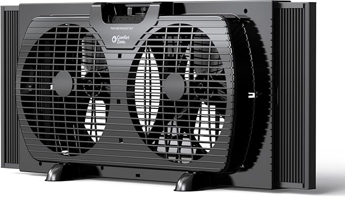 Comfort Zone Window Fan for Bedroom, 9 inch 3 Speed Dual Fans - Image 9