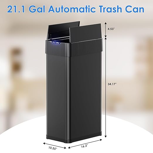 TLSUNNY 21.1 Gallon Automatic Trash Can, Stainless Steel Motion Sensor Garbage - Image 3