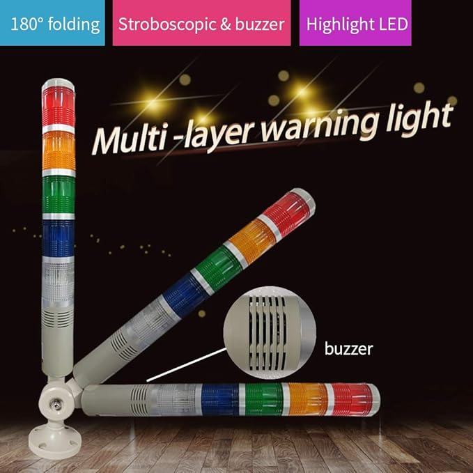 YJINGRUI 5 Stack LED Signal Tower Light, Industrial Flashing LED Warning Light - Image 2