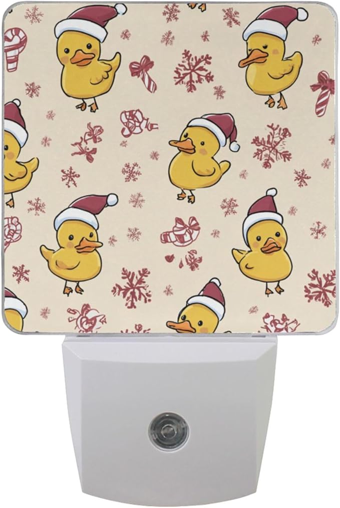 Pigsaly Led Night Light Cute Cartoon Yellow Ducks Santa Hats Snowflake Night by Pigsaly