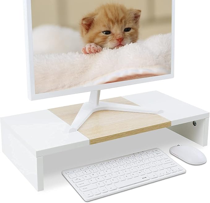 TEAMIX 20 Inch Monitor Stand Riser, Wooden Desktop Riser - Image 6
