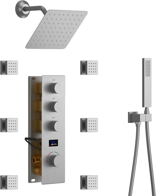 KATAIS Digital Tempreature Display Full Body Shower System Wall Mounted 8 Inch by KATAIS